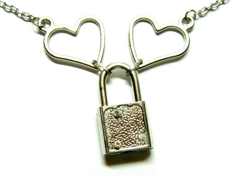 Heart Padlock Necklace Perfect for couples Steampunk silver Etsy