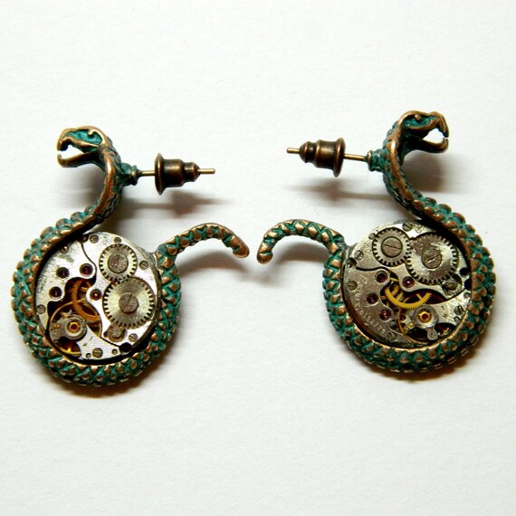 Snake stud Statement earrings Protection Amulet, … - image 8