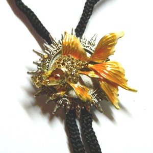 Golden fish Bolo Tie goldfish bootlace tie bola Blue unique birthday gift silver big fashion jewelry groomsman wedding honeymoon surprise