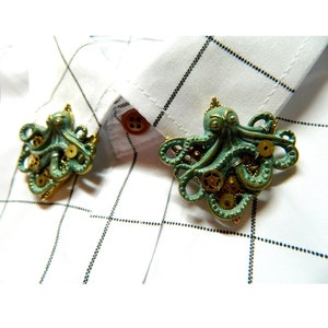 Steampunk Octopus brooch Hydra Kraken collar pin, cardigan clip, wedding boutonniere, lapel pin, hat decor, cravat, mens bolos conchos gift