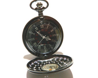 Großes Steampunk-Taschenuhr-Medaillon mit römischen Ziffern in
