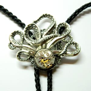 Steampunk Big Hydra Gorgon Medusa Octopus Bolo Tie, wedding vapor fashion Chimera mens jewelry Cthulhu gift hubby father friend, clockwork