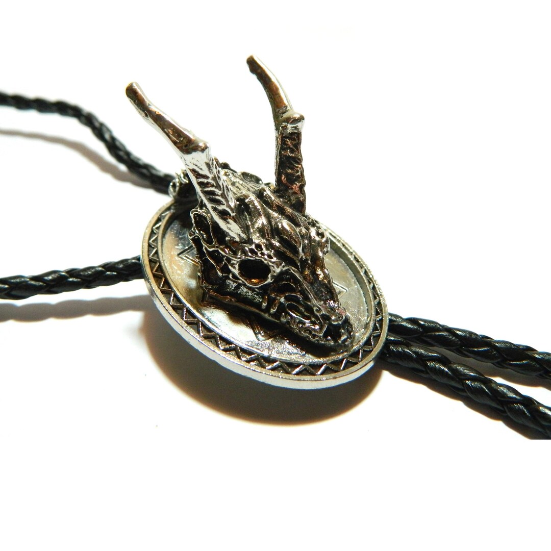 King Horned Dragon Skull Bolo Tie Unisex Silver Sign Birthday Gift ...