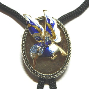 Golden Blue Hummingbird Bolo Tie unique Valentine Day birthday gift silver big fashion jewelry groomsman wedding honeymoon surprise