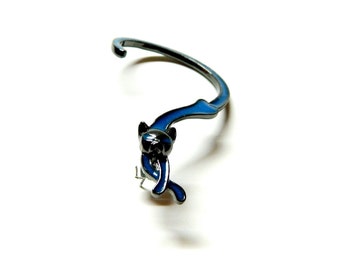 Kolczyki w kształcie słoniątka, zadowolony z siebie kot, magiczna świecąca nausznica, świecąca w ciemności, kwiaty na prezent w kształcie motyla, nausznica, wspinaczka na ucho, niebieska ważka