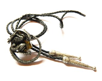 Steampunk Bolo tie Alien Xenomorph Gothic jewelry Internecivus raptus extraterrestrial Neomorph, cord pendants, gift for girl, boy