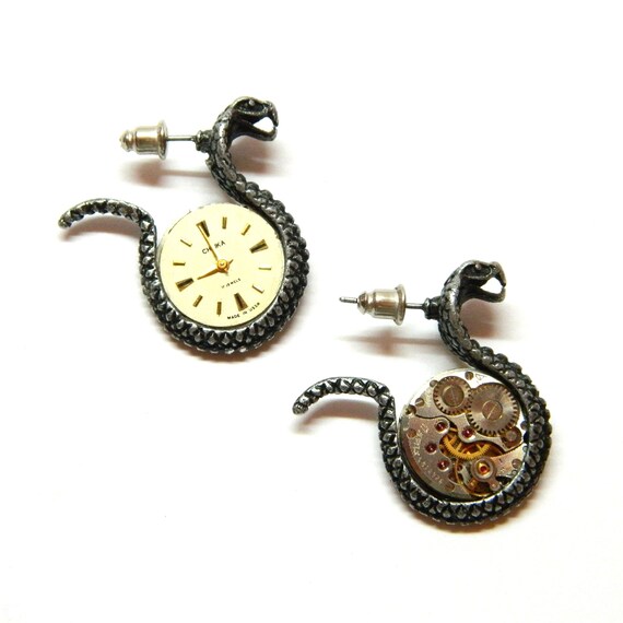 Snake stud Statement earrings Protection Amulet, … - image 2