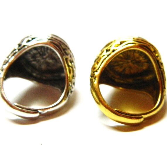 Solid adjustable ring golden or silver engagement… - image 2