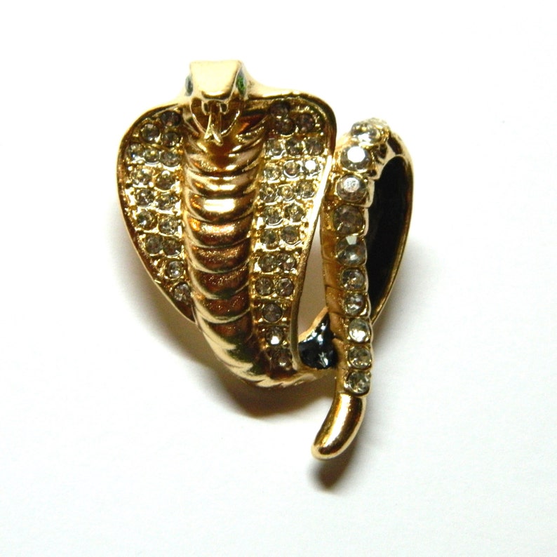 Snakes Cobra brooch boutonniere vintage silver golden collar pin clip lapel honeymoon surprise, fashion accessory, cardigan hat cravat stick image 9
