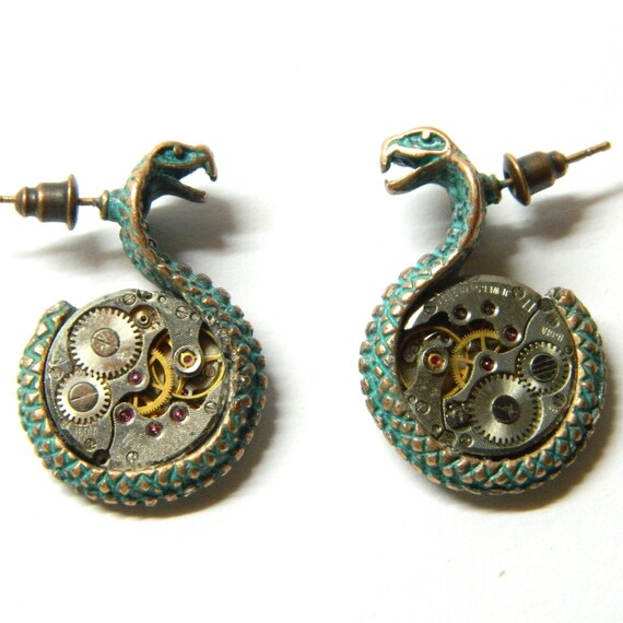 Snake stud Statement earrings Protection Amulet, … - image 3