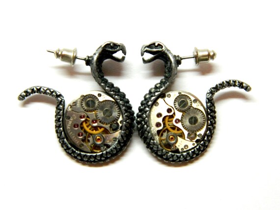 Snake stud Statement earrings Protection Amulet, … - image 6