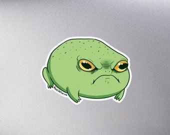 Angry Green Frog Decal Vinyl Sticker by Asia Victorina