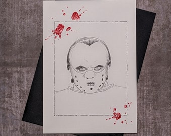 Hannibal Lecter Portraits of Horror Greeting Card