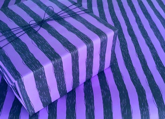 Spooky Stripes on Purple Gothic Wrapping Paper Christmas and