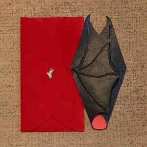 Gothic Wedding Bat Greeting Card with Velvet Envelope