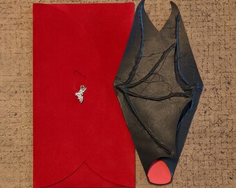 Gothic Wedding Bat Greeting Card with Velvet Envelope