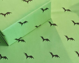 Flying Bats on Poison Apple Green Gothic Christmas Paper - Christmas and Birthday Gift Wrap