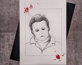 Michael Myers Portraits of Horror Greeting Card