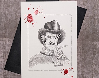 Freddy Krueger Portraits of Horror Greeting Card