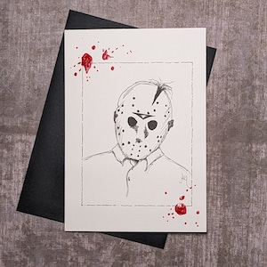 Jason Voorhees Portraits of Horror Greeting Card