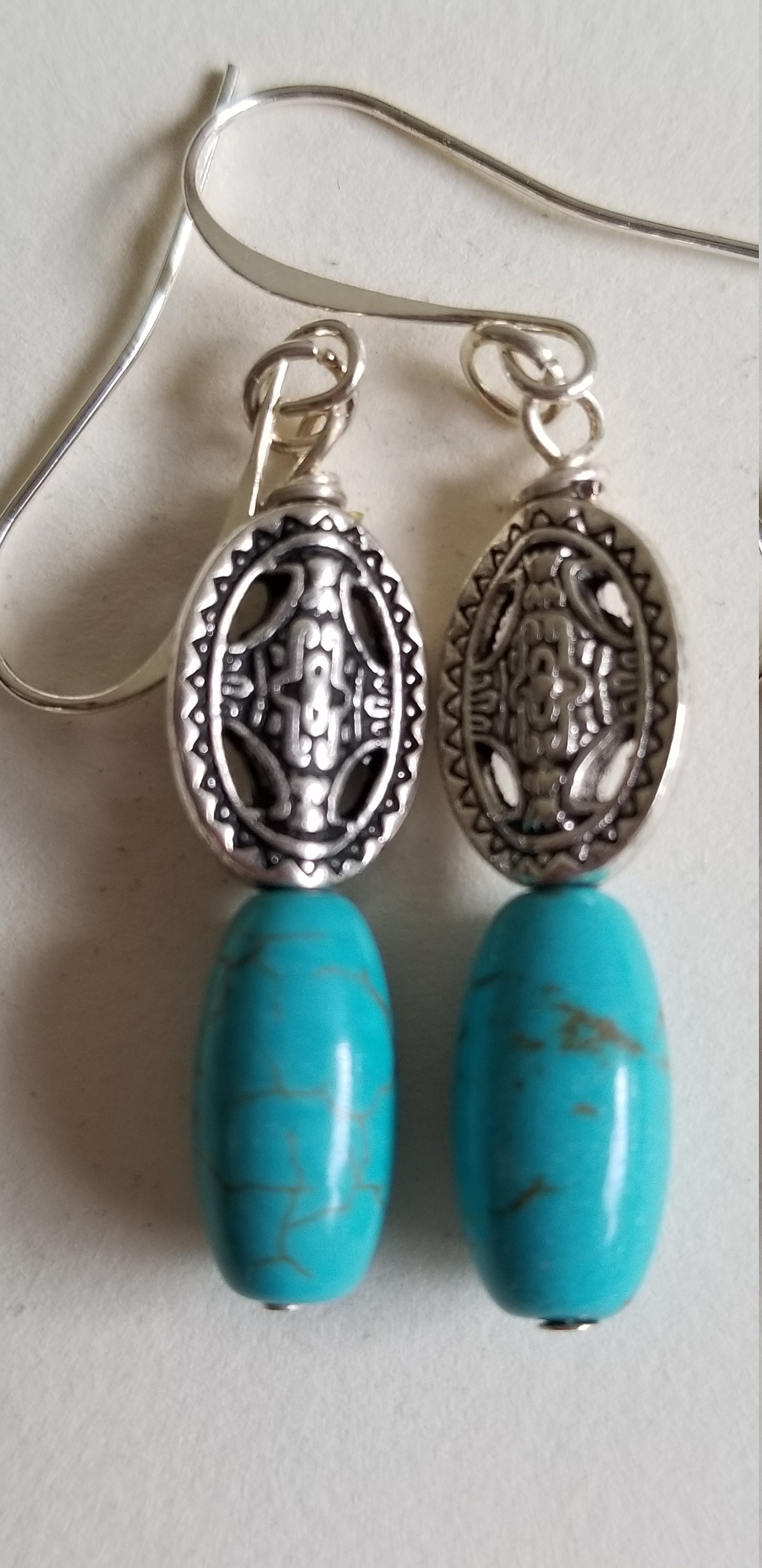 Türkis Ohrringe 925 Sterling Silber - Keltische Klapp-Ohrringe Mit Schutzsymbolik