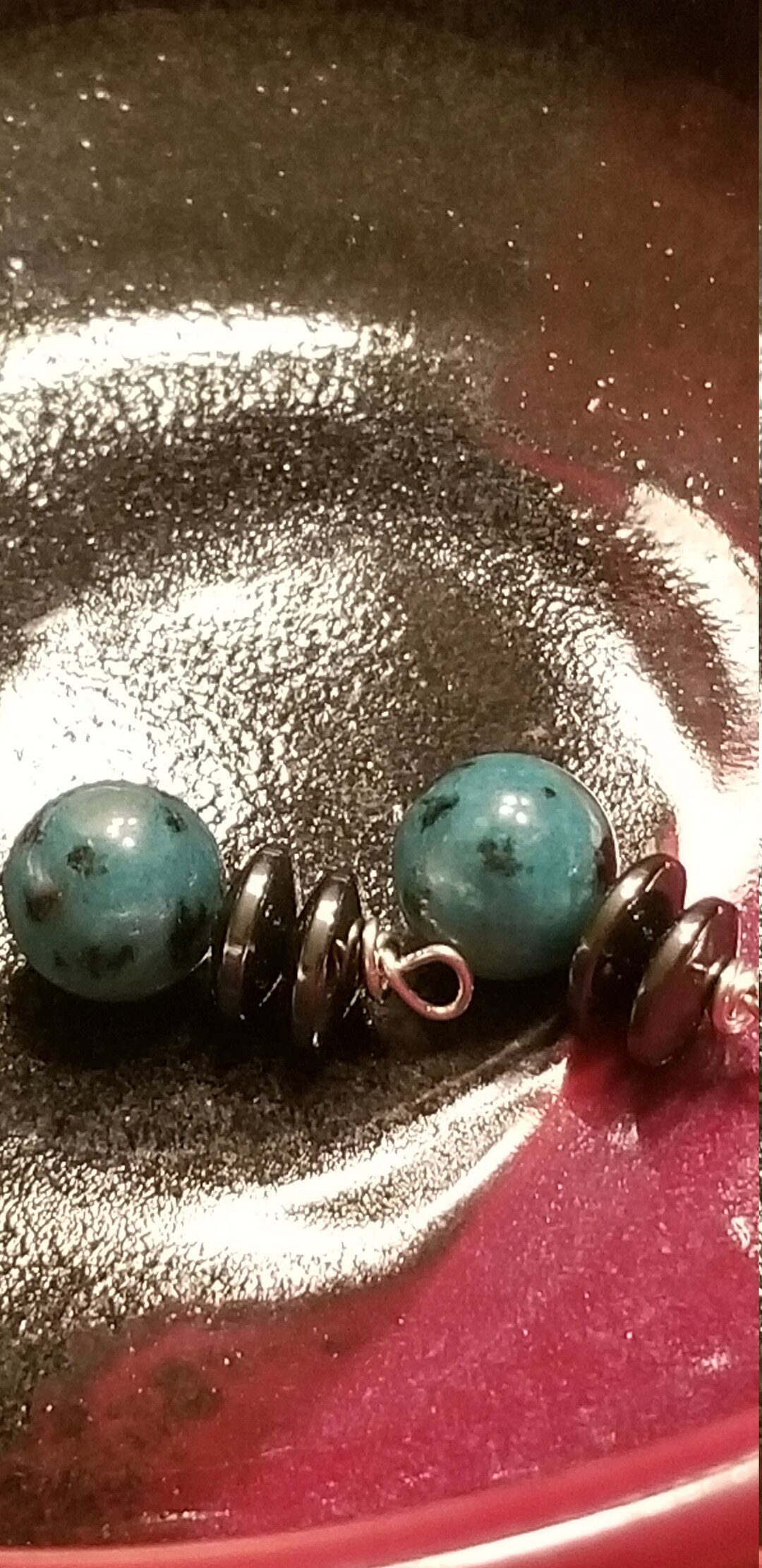 Semiprecious Kiwi Jasper and Hematite Beaded Earrings Elemental Jewelry Intention Jewelry
