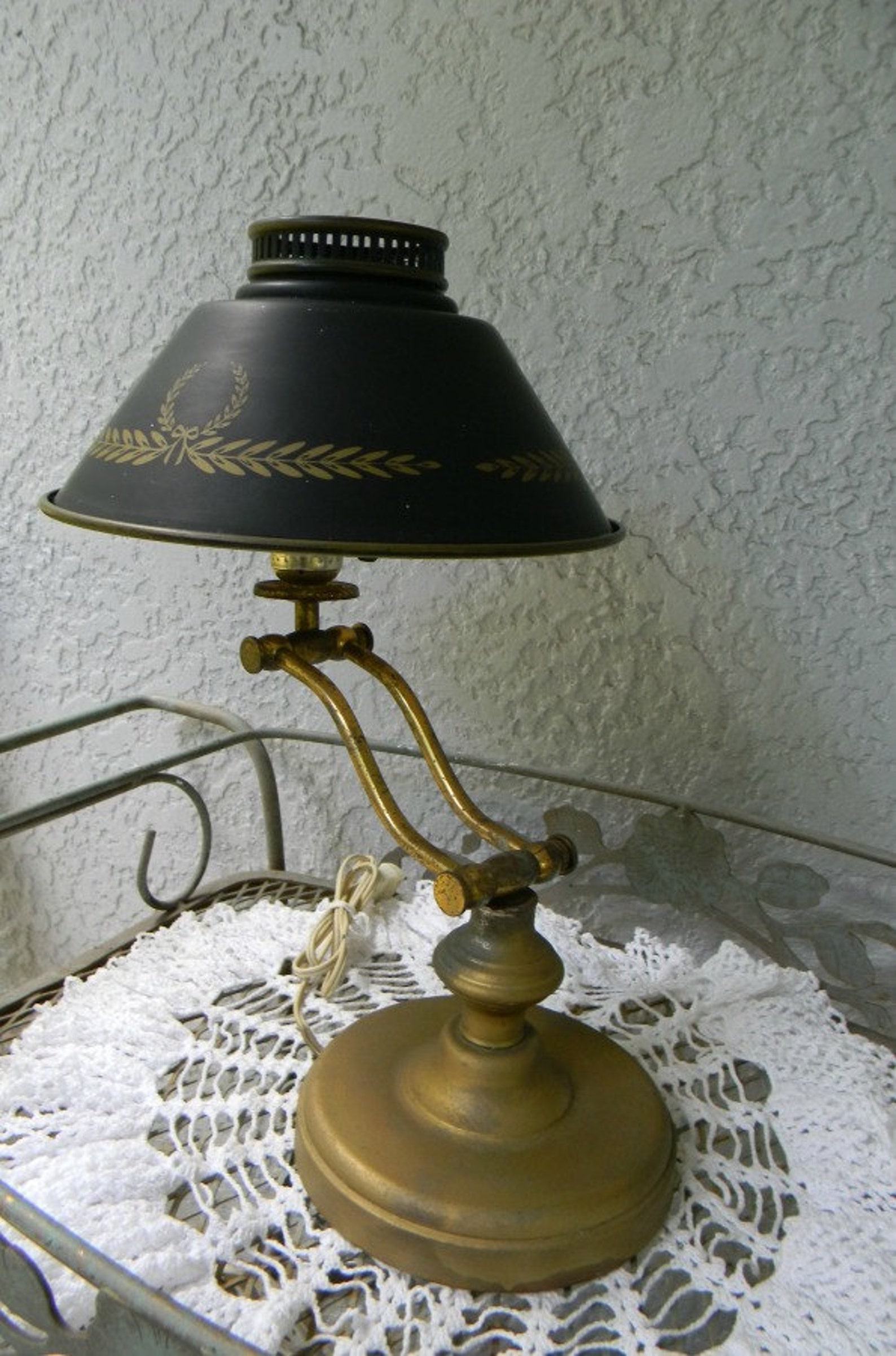 Vintage Antique Federal ToleWare Lamp Shade Metal Tin Black Etsy