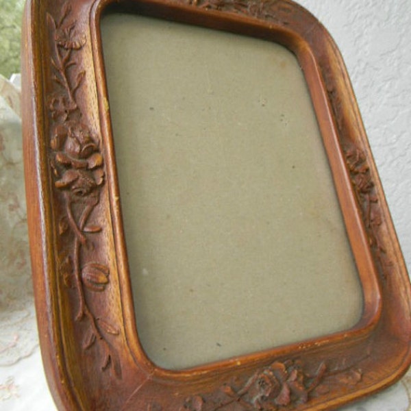 ViNTaGe WESTERN FRAME OLd WeST WOOD FLoWERS FLoRaL LaRGe