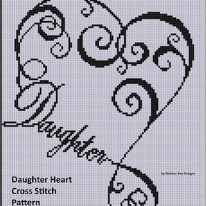 Daughter Heart Cross Stitch Pattern