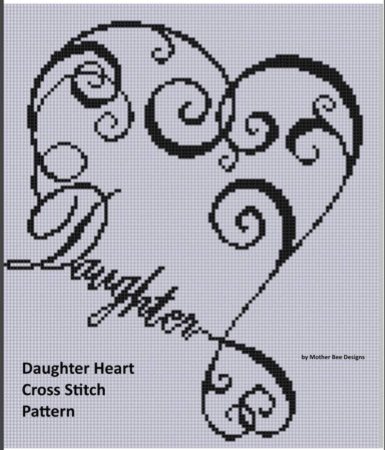 Daughter Heart Cross Stitch Pattern Etsy