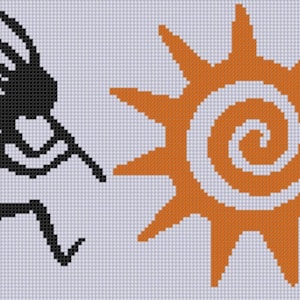 Kokopelli Sun Cross Stitch Pattern