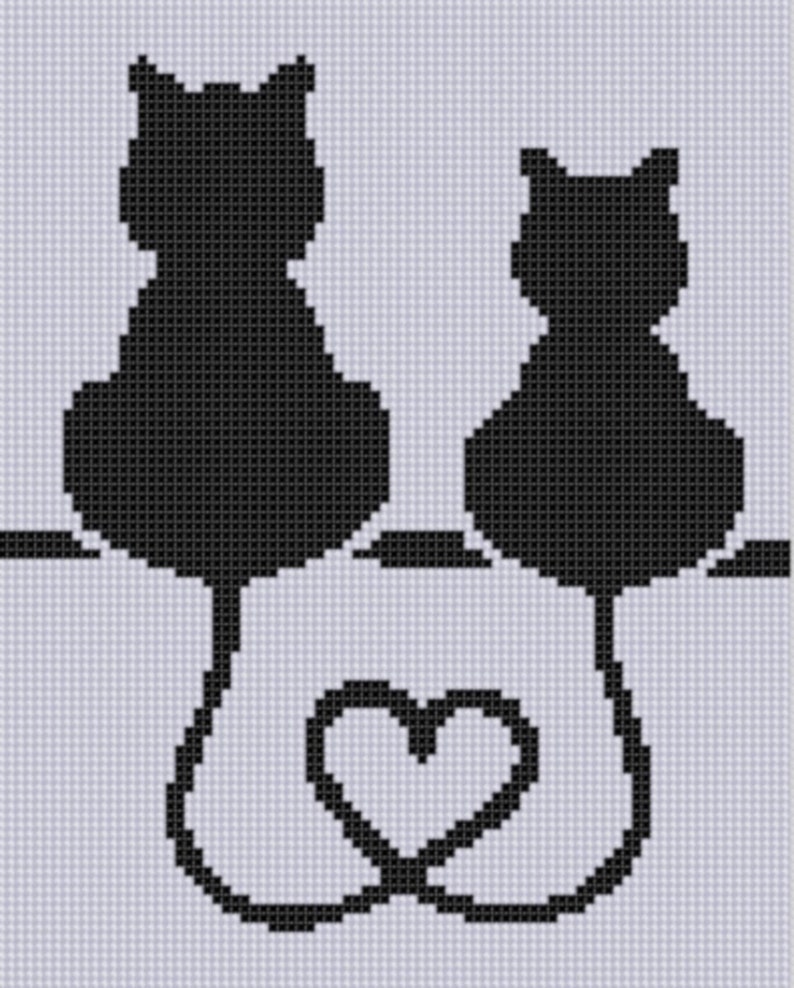 Cat Heart Cross Stitch Pattern image 1