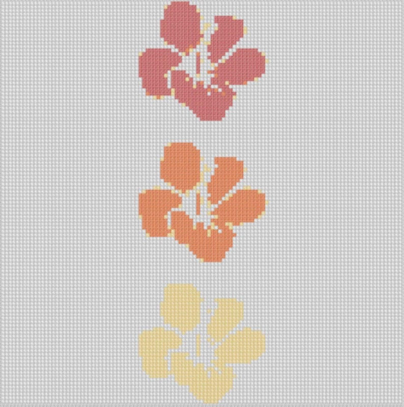 Hawaiian Flowers Cross Stitch Pattern Etsy