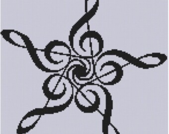 Music Star Cross Stitch Pattern