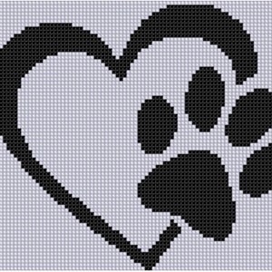 Paw Heart Cross Stitch Pattern