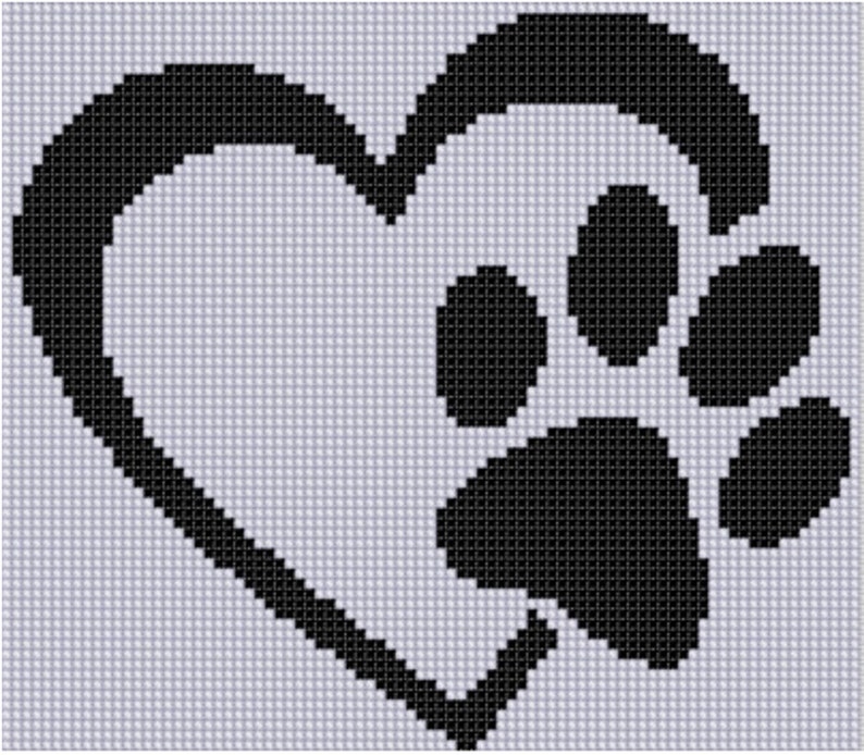 Paw Heart Cross Stitch Pattern image 1