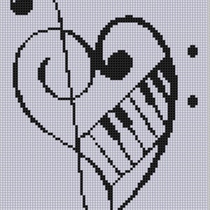 Music Keyboard Heart Cross Stitch Pattern
