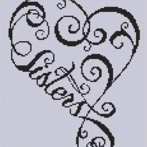 Sisters Heart Cross Stitch Pattern