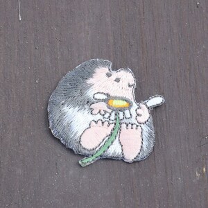 Hedgehog With A Flower Iron On Patch