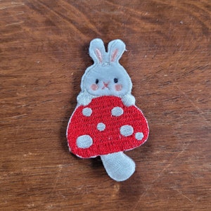 Bunny Mushroom Iron On Patch | Rabbit