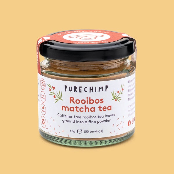 Rooibos Matcha Tea Powder (Caffeine-Free) - 50g (1.75oz) Recyclable Glass Jar