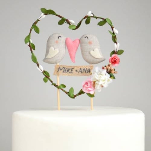 Wedding Cake Topper Charming Romantic Love Birds White 