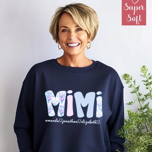 Personalized Mimi Sweatshirt With Kids Names On Sleeve, Floral Grandma Shirt, Custom Crewneck Grandma Gift, Mimi Gift From Grandkids