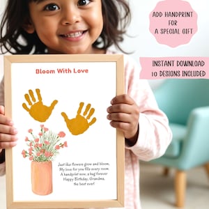 Handprint Keepsake For Mom Flower Handprint Toddler Crafts Activities Printable Handprint Mom Gift Printable Happy Birthday Handprint