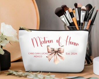 Personalized Cosmetic Pouch Bridal Bows Custom Makeup Bag Custom Make Up Pouch Bridesmaid Keepsake Cosmetic Bag Bridesmaid Makeup Organizer