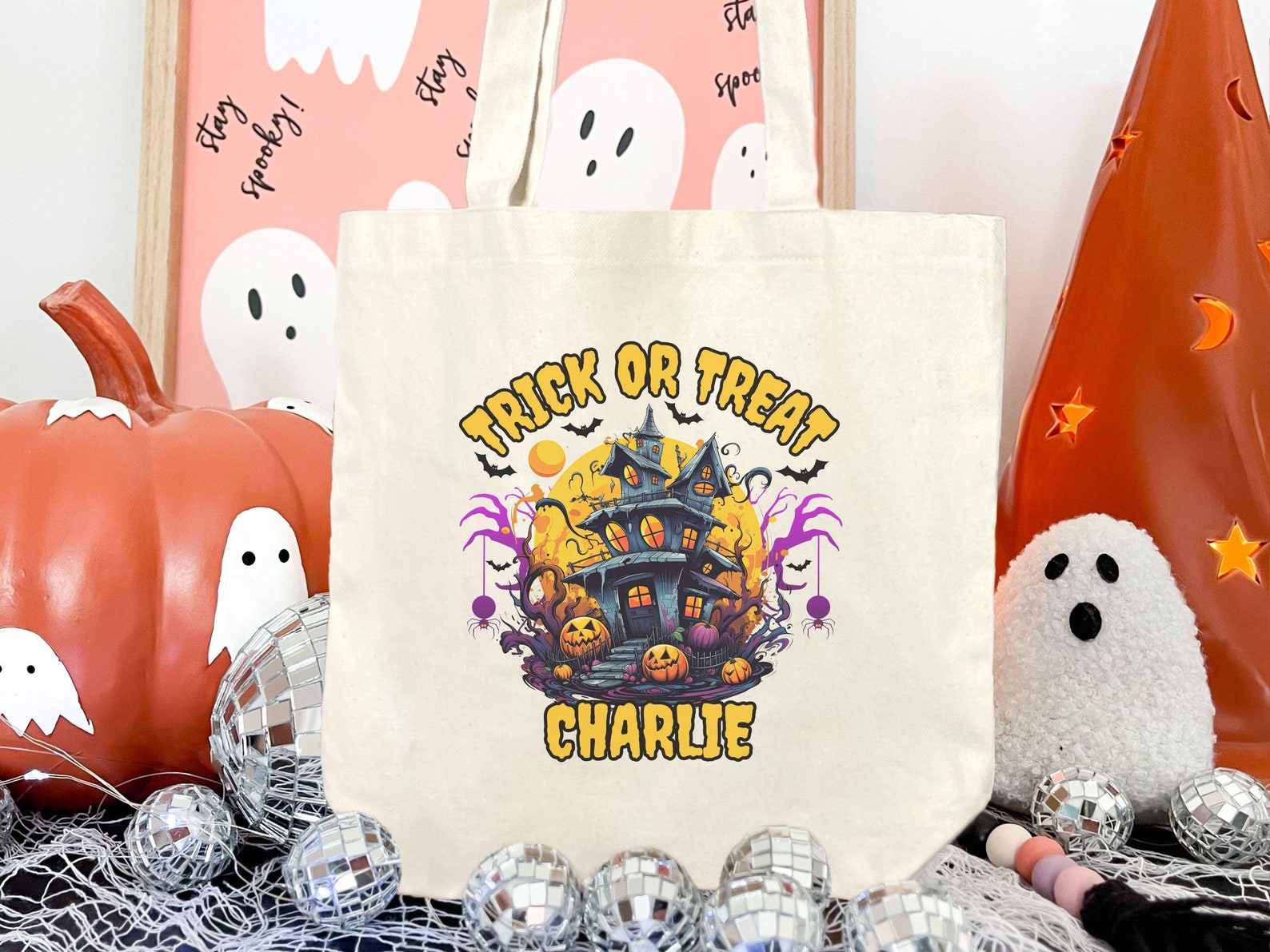 Personalized Trick or Treat Bag Canvas Custom Halloween Bag Halloween ...