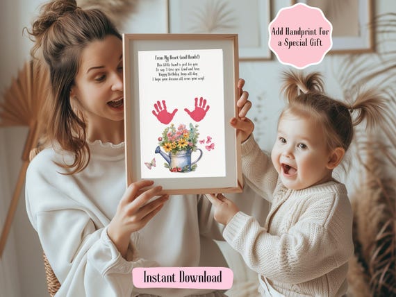 Handprint Keepsake For Mom Flower Handprint Toddler Crafts Activities Printable Handprint Mom Gift Printable Happy Birthday Handprint