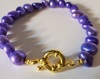 Purple Pearl Bracelet, Pearl bracelet, Freshwater Pearl, Pearl Bracelet, Baroque Pearl, Bridesmaid, Weddings, Anniversary, Bridal Gift, Gift