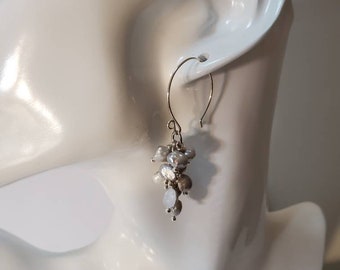 Grey Pearl Earrings,Pearl Earrings,Dangle Pearl Earrings,Fresh Water Pearl,Wedding,Birthday Gift,Grey Earrings,Bridesmaid,Bridal Gift