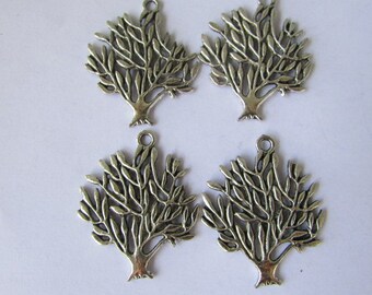 4pcs Silver Tree Earrings Connector